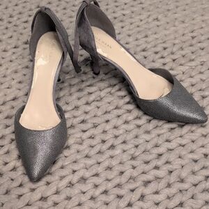 Cole Haan Grand.OS Metallic Gray & Suede Pointed-Toe Heels | 2” Heel | Size 9.5